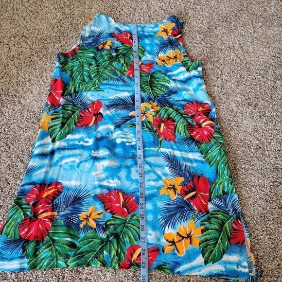 Gloria's Fashions Blue Womens Floral Tropical Print Sleeveless Summer Dress, M - Picture 14 of 15